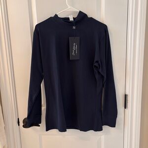 State And Liberty Golf Solid Navy Mid-Weight Pullover Mock neck Long Sleeve NWT